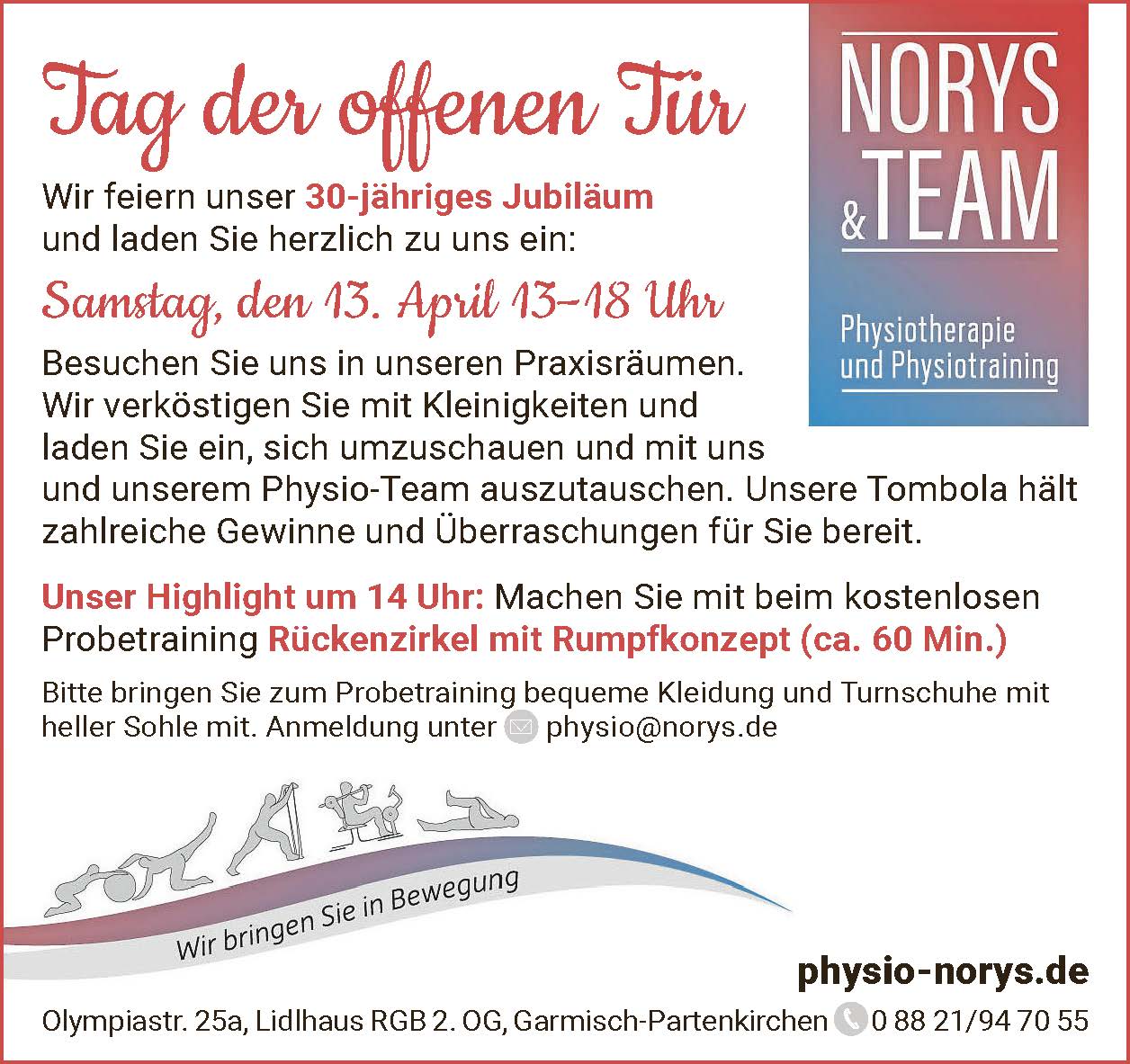 Tag der offenen Tür - 30 Jahre Physio Norys & Team
